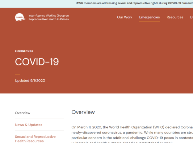 Voir les ressources du Groupe de travail inter-agences sur la santé reproductive en situation de crise, COVID-19