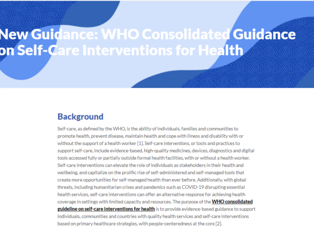 Guidance: WHO Consolidated Guidance on Self-Care Interventions for Health